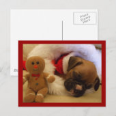 Sleepy Christmas Boxer Puppy briefkaart (Voorkant / Achterkant)