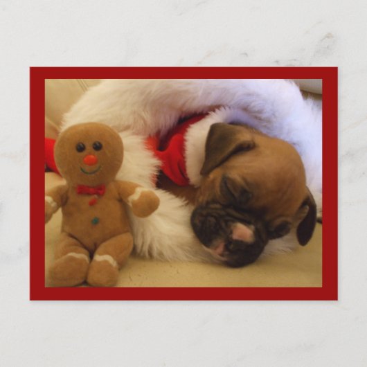 Sleepy Christmas Boxer Puppy briefkaart (Voorkant)