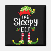 Sleepy Christmas Elf Matching Pajama X-mas Party Magneet (Voorkant)