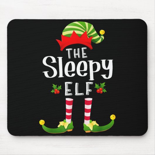Sleepy Christmas Elf Matching Pajama X-mas Party Muismat (Voorkant)