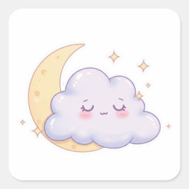 Sleepy Cloud – Dreamy Kawaii Magic Vierkante Sticker