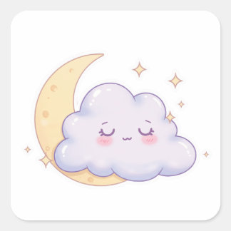 Sleepy Cloud – Dreamy Kawaii Magic Vierkante Sticker