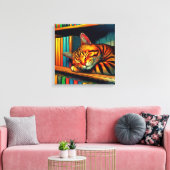 Sleepy Comic Book Style Kat Slapen Canvas Afdruk (Insitu (Woonkamer))