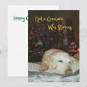 Sleepy Dog Not a Creature was het roeren van Kerst Feestdagenkaart (Voorkant / Achterkant)