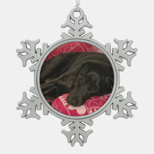 Sleepy Dog Pewter Ornament