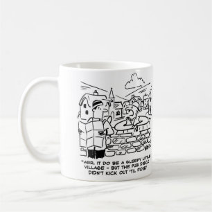 Sleepy dorp door late pub disco koffiemok