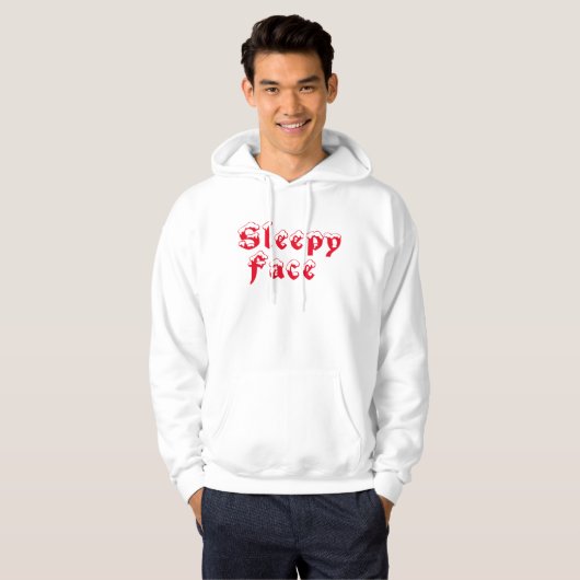 Sleepy Face: Wit - Basic Sweatshirt met capuchon (Voorkant volledig)