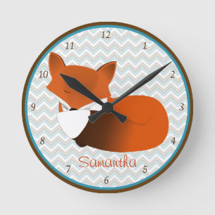 Sleepy Fox - Aangepaste wandklok Ronde Klok