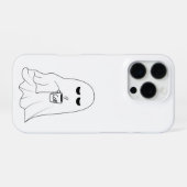 Sleepy Ghost with Coffee – Minimalist Cozy iPhone Hoesje (Achterkant horizontaal)