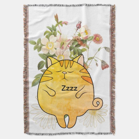Sleepy Ginger Cat Deken (Voorkant Verticaal)