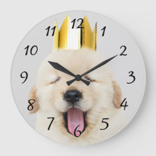 Sleepy Golden Retriever Puppy in Crown Yawning Grote Klok