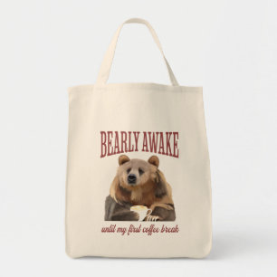Sleepy Grizzly Beer Koffieliefhebbers Pun Tote Bag