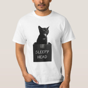 Sleepy Head Black Cat T-shirt
