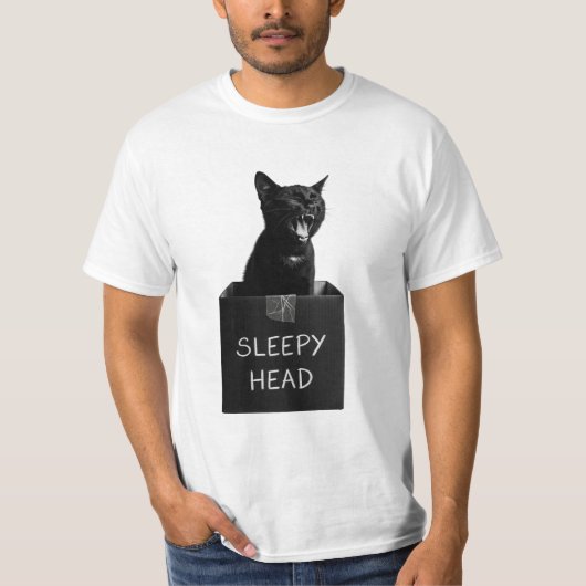 Sleepy Head Black Cat T-shirt (Voorkant)