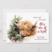 Sleepy Highland Cow Joyeux Carte photo de Noël (Devant)