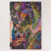 Sleepy Hillside Town - Waterverf Legpuzzel (Verticaal)