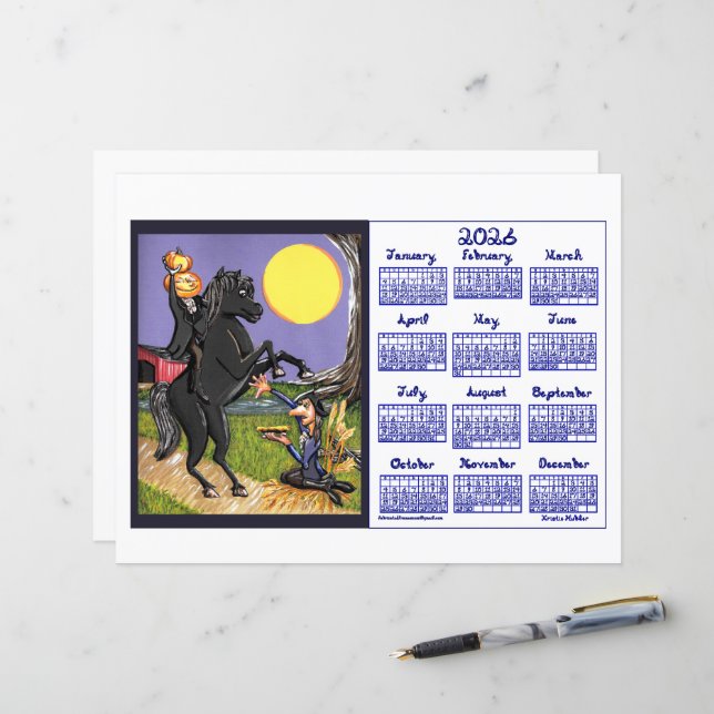 Sleepy Hollowing Inspired 2026 Calendar Paper  (Voorkant / Achterkant in situ)