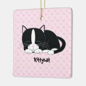 Sleepy Kat {Tuxedo Cat} Aangepaste versieringen Keramisch Ornament (Links)