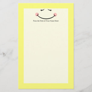 Sleepy Kawaii Happy Face Briefpapier