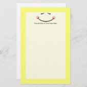 Sleepy Kawaii Happy Face Briefpapier (Voorkant / Achterkant)