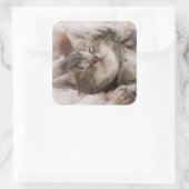 Sleepy Kitten Vierkante Sticker (Tas)