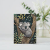 Sleepy Koala dans l'arbre Carte de voeux (Debout devant)