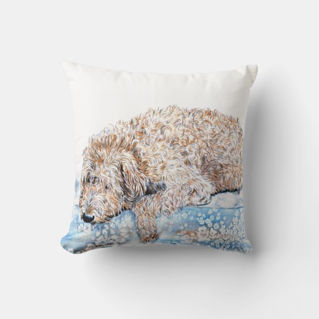 Sleepy Labradoodle Kussen (Voorkant)
