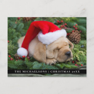 Sleepy Labrador Retriever Puppy met Santa Hat Feestdagenkaart