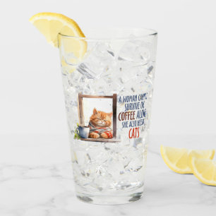 Sleepy Leuke Oranje Kat met Kopje Koffie Glas