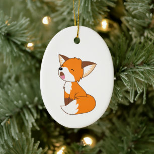 Sleepy Little Fox Keramisch Ornament