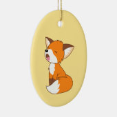Sleepy Little Fox op Yellow Magnetic Keramisch Ornament (Rechts)