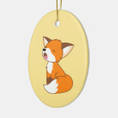 Sleepy Little Fox op Yellow Magnetic Keramisch Ornament (Links)
