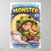 Sleepy Little Monster Cute Dino Poster (Devant)