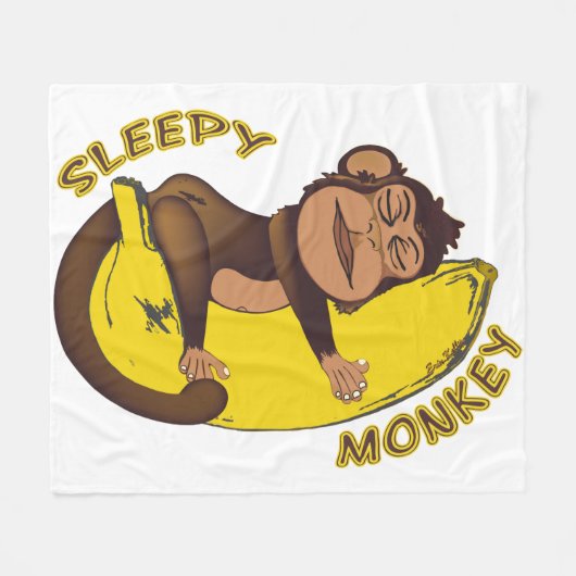 Sleepy Monkey Fleece Deken (Voorkant (Horizontaal))