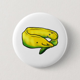 Sleepy Moray Eel, Geel Ronde Button 5,7 Cm