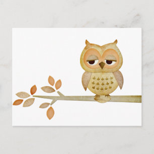 Sleepy Owl in de boom Briefkaart