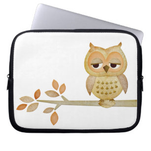 Sleepy Owl in Tree Electronics Bag Laptop Sleeve