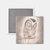 Sleepy Owl Magnet Magneet (Voorkant / Achterkant)