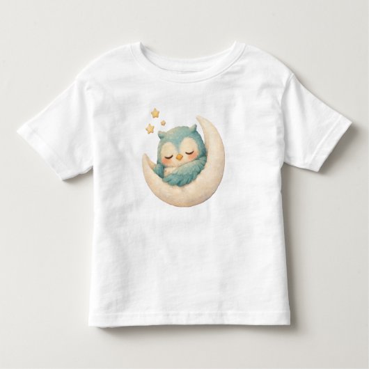 Sleepy Owl on the Moon  Kinder Shirts (Voorkant)