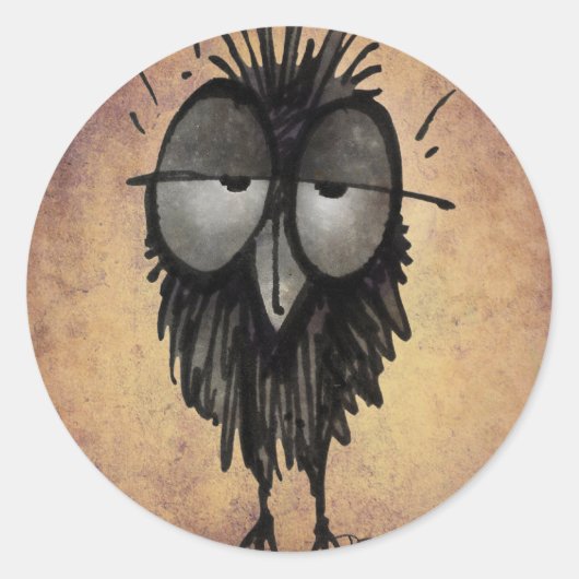 Sleepy Owl Ronde Sticker (Voorkant)