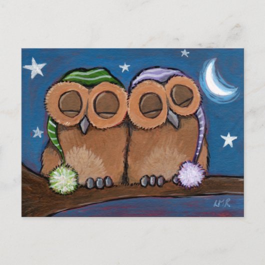 Sleepy Owls Briefkaart (Voorkant)