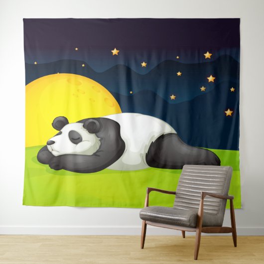 Sleepy Panda Extra Groot Tapestry Wandkleed (In Situ (horizontaal))