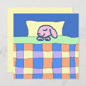 Sleepy Pink Bunny Sweet Dreams kaart (Voorkant / Achterkant)