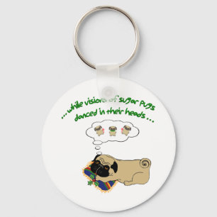 Sleepy Pug Kerstmis Fun Holiday Quote Cute Pug Sleutelhanger