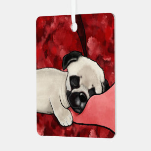 Sleepy Pug Puppy Metalen Ornament