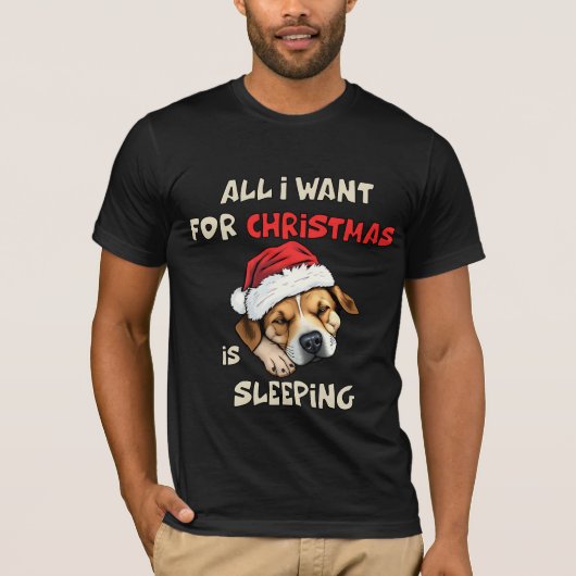 Sleepy Puppy Kerst mannen Tshirt ontwerp (Voorkant)