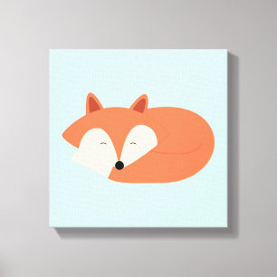 Sleepy Red Baby Fox Canvas Afdruk