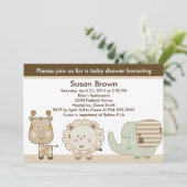 Sleepy Safari Animaux Baby shower Invitation (Debout devant)