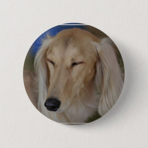 Sleepy Saluki Dog Ronde Button 5,7 Cm