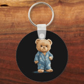 Sleepy Teddy Bear In Comfy Pajamas For Boys And Gi Sleutelhanger (Voorkant)